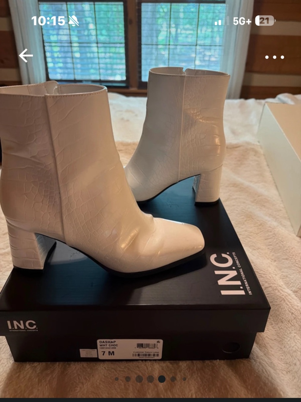 INC International Concepts White Croc-Embossed Block Heel Ankle Boots